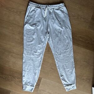 Gray Elastic Waist Joggers with Tapered Ankles